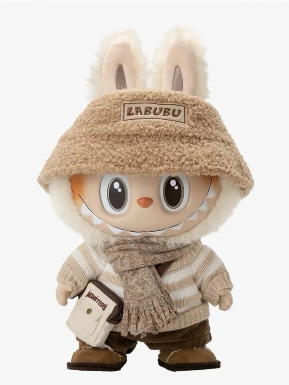 POP MART Labubu Plush Figure in Beige & Brown Outfit